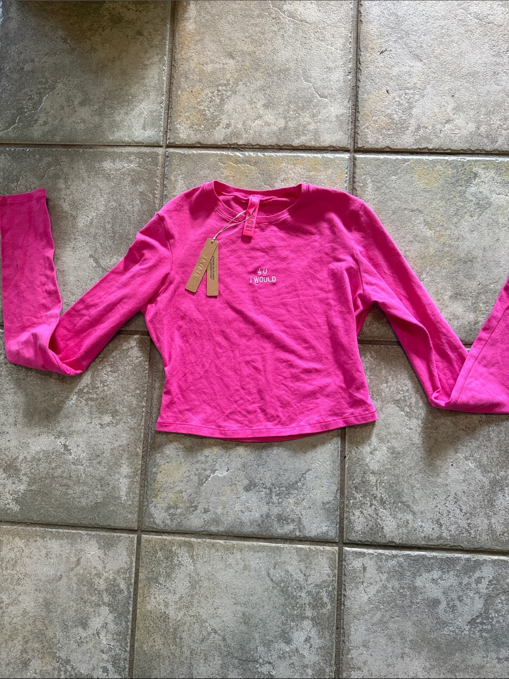 SKIMS Hot Pink Long-Sleeve Crop Tee